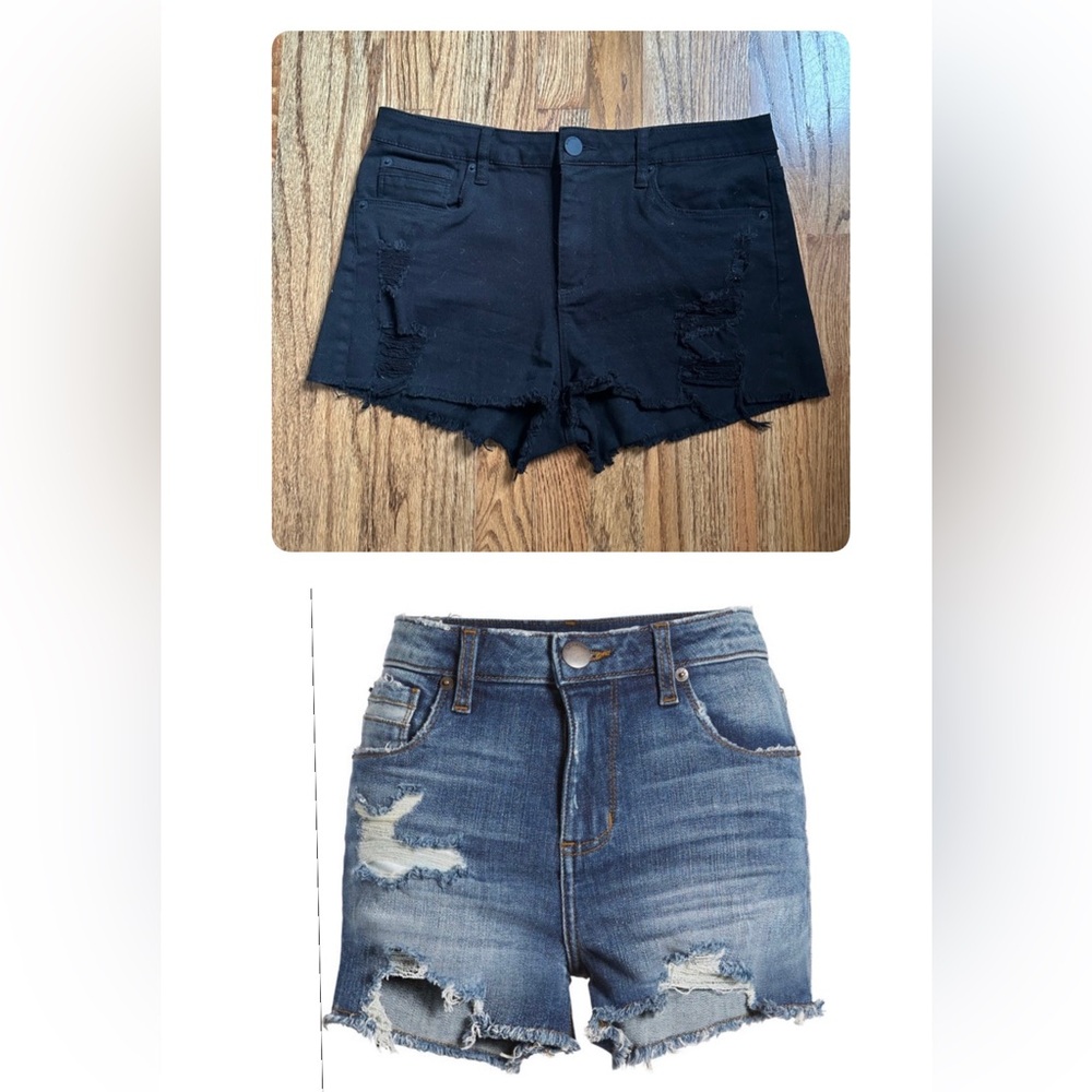 2 pair! Distressed Black and Blue Denim Women's Shorts